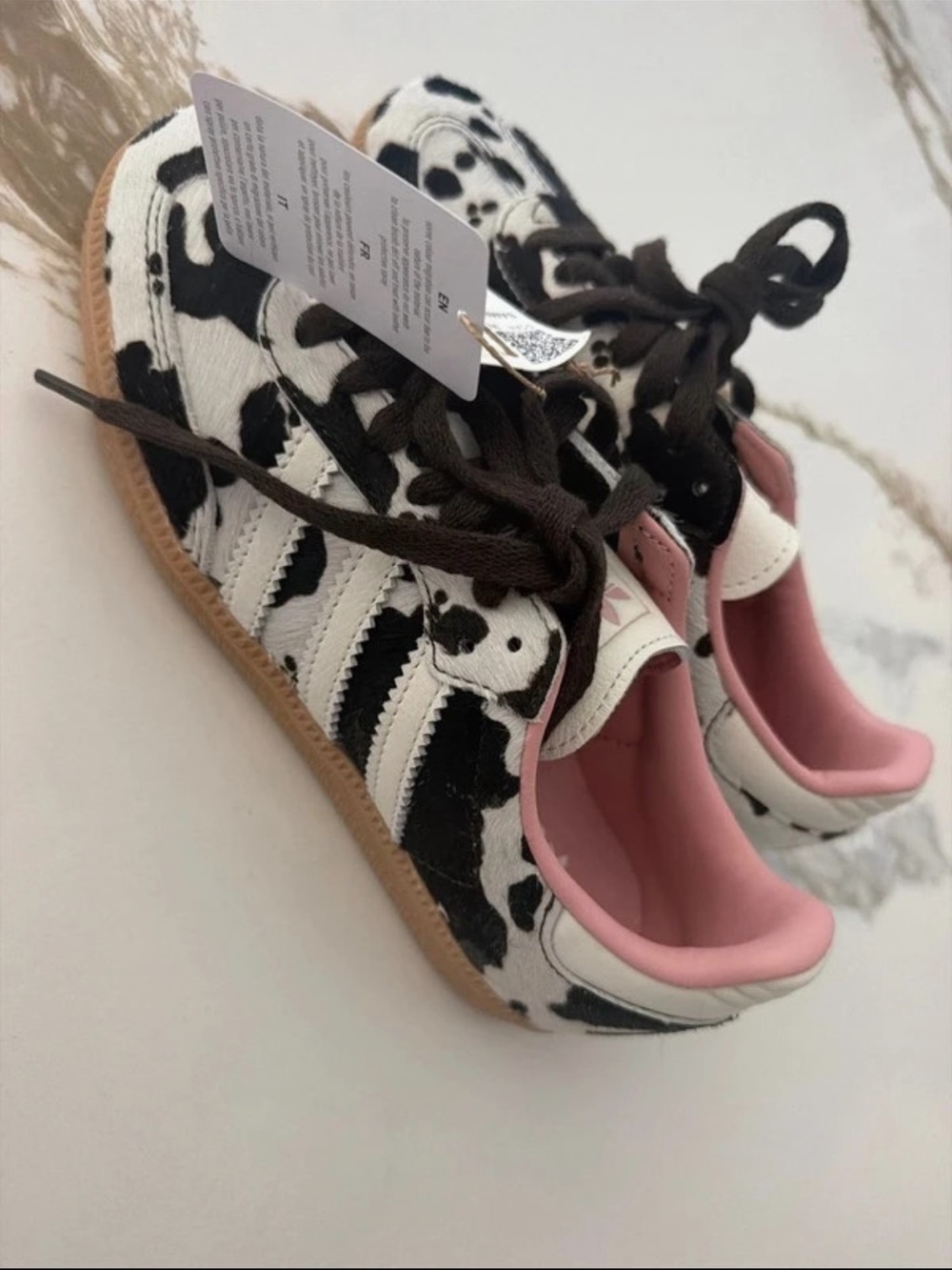 adidas Cow-Print Sneakers with Pink Lining